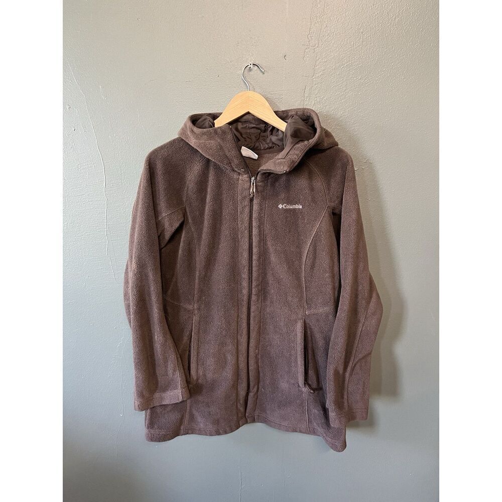Columbia Mens Brown Full Zip Hooded Fleece Sweatshirt Size Medium